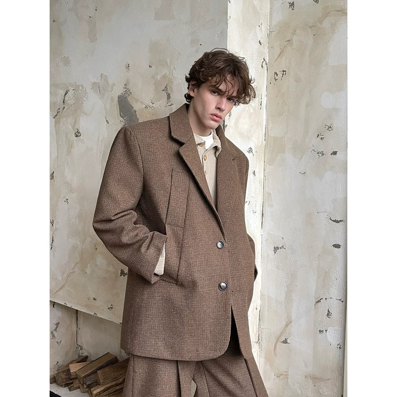 Relaxed Minimalist Retro Suit Jacket and Pants 3