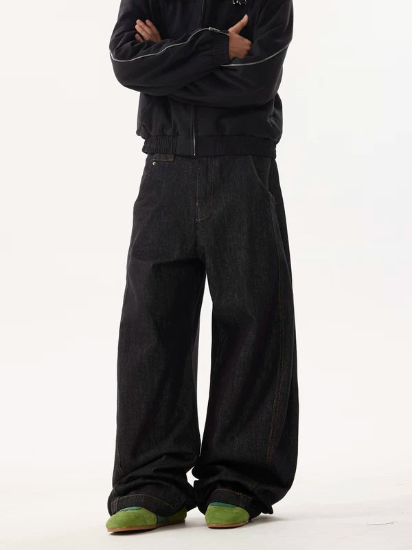 Relaxed Wide-Leg Denim Jeans Pants 2