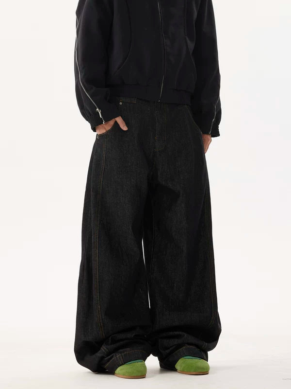 Relaxed Wide-Leg Denim Jeans Pants 3