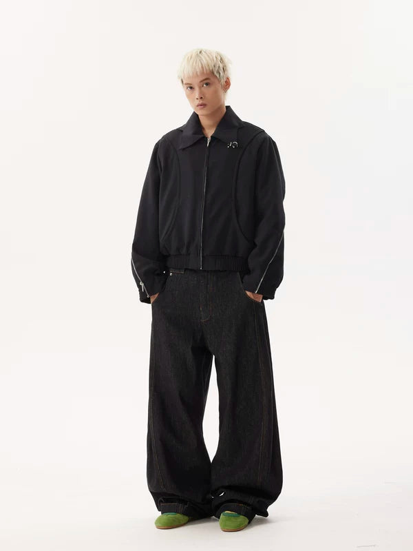 Relaxed Wide-Leg Denim Jeans Pants 5