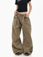 Relaxed Wide-Leg Drawstring Cargo Pants 1