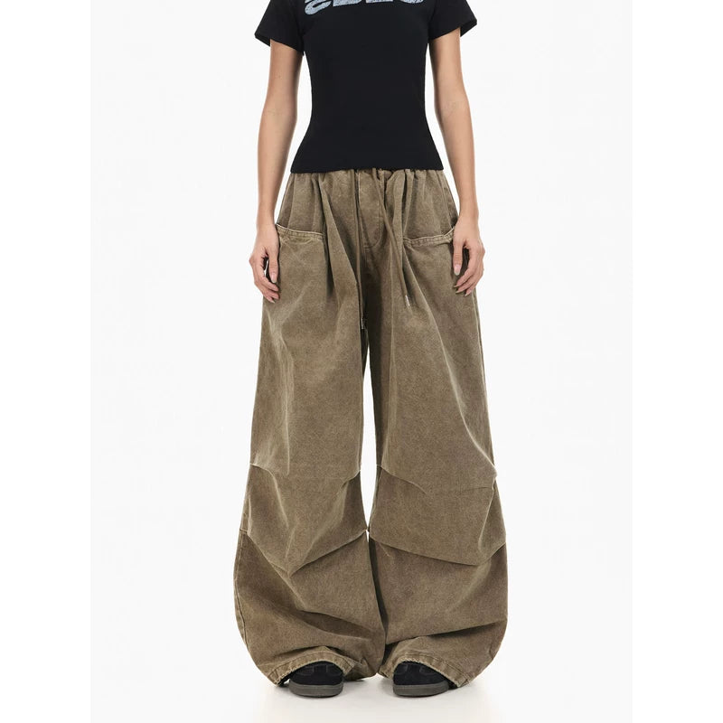 5963675025797,5963675025798,5963675025799,5963675025800, Relaxed Wide-Leg Drawstring Cargo Pants