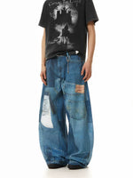 Retro 3D Print Baggy Wide-Leg Jeans Pants 1