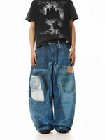 Retro 3D Print Baggy Wide-Leg Jeans Pants 4