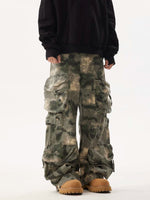 Retro Camouflage Multi-Pocket Wide-Leg Cargo Pants 2
