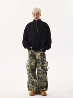Retro Camouflage Multi-Pocket Wide-Leg Cargo Pants 4