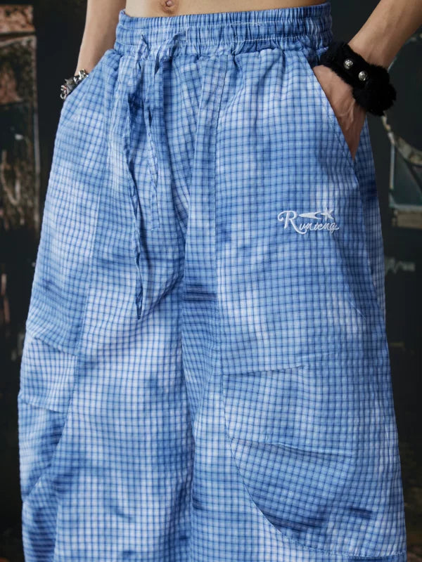Retro Check Tie-Dye Wide-Leg Pants 3