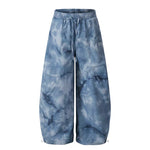 6033016029269,6033016029270,6033016029271,6033016029272, Retro Check Tie-Dye Wide-Leg Pants