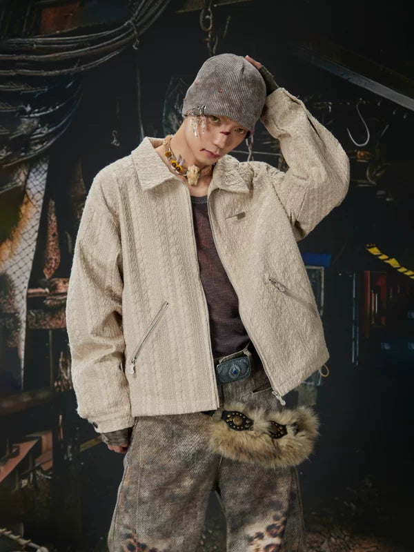 Retro Crochet Textured Collar Knit Jacket 2