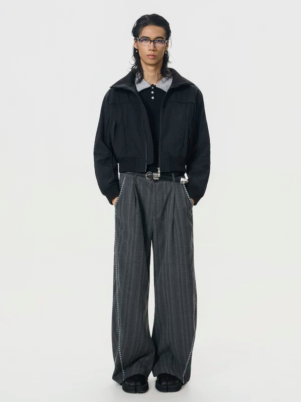 Retro Cropped Stand Collar Workwear Jacket 4