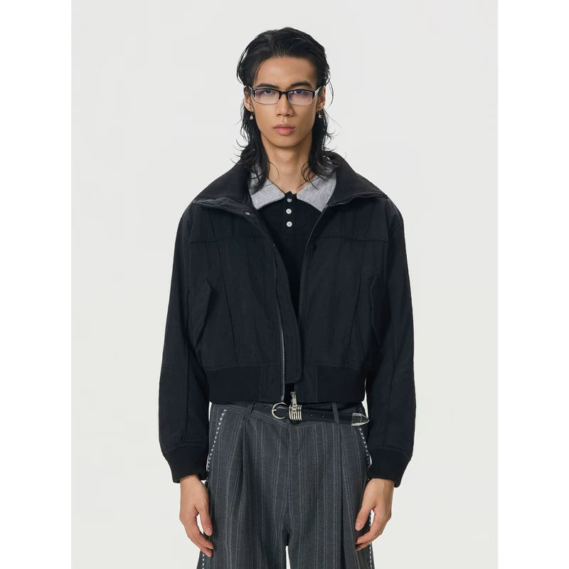 5951561329010,5951561329011,5951561329012, Retro Cropped Stand Collar Workwear Jacket