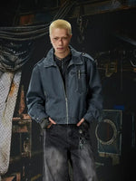 Retro Cross Patchwork Zip Work Jacket 3