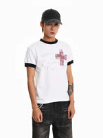 Retro Cross Print Short-Sleeve T-Shirt 2