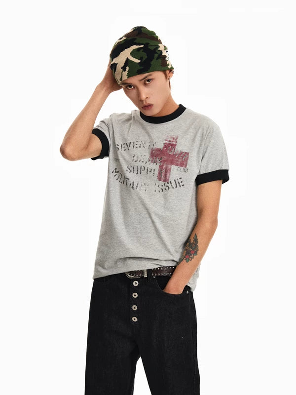 Retro Cross Print Short-Sleeve T-Shirt 3