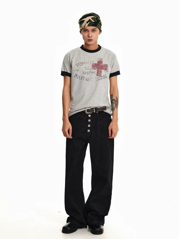 Retro Cross Print Short-Sleeve T-Shirt 4