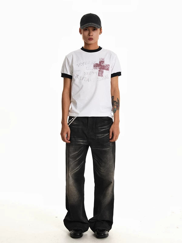 Retro Cross Print Short-Sleeve T-Shirt 5