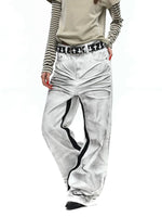 Retro Distressed Flared Patchwork Pants 2