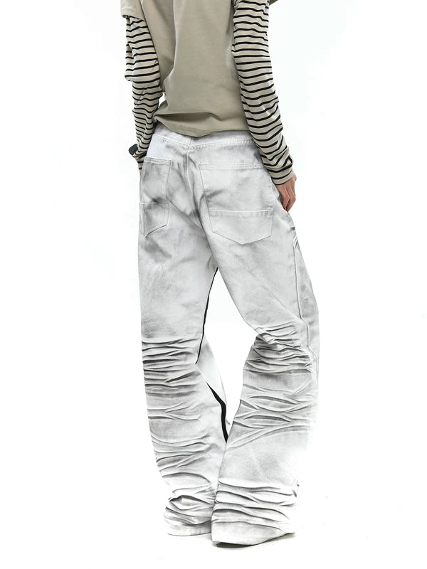 Retro Distressed Flared Patchwork Pants 4