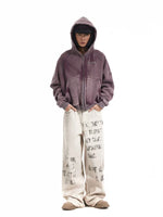 Retro Distressed Fleece-Lined Zip Hoodie 3