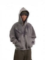 Retro Distressed Fleece-Lined Zip Hoodie 4