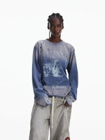 Retro Distressed Gradient Racing Graphic Sweatshirt 1
