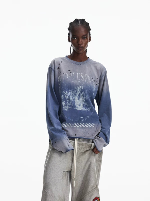 Retro Distressed Gradient Racing Graphic Sweatshirt 1