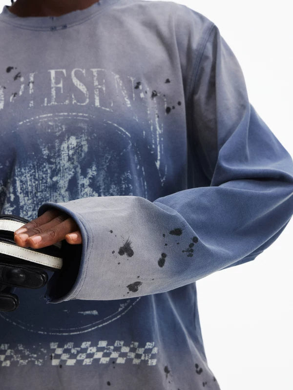 Retro Distressed Gradient Racing Graphic Sweatshirt 3