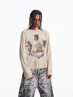 Retro Distressed Graphic Long Sleeve T-Shirt 1