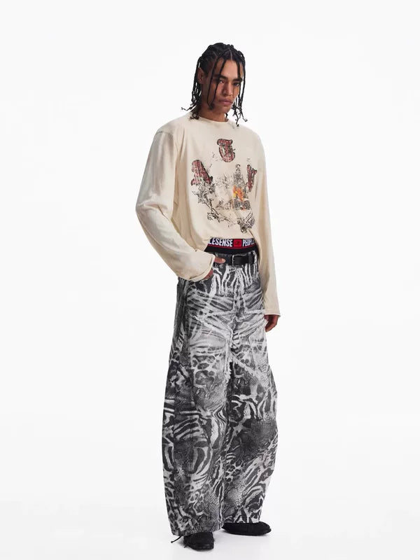 Retro Distressed Graphic Long Sleeve T-Shirt 5