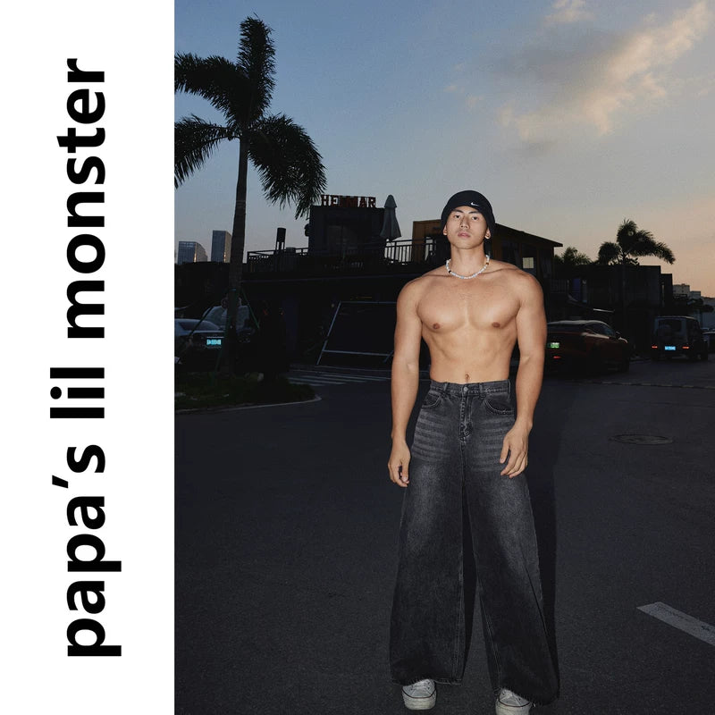 5968654793695,5968654793696,5968654793697,5968654793698, Retro Distressed Wide-Leg Denim Pants