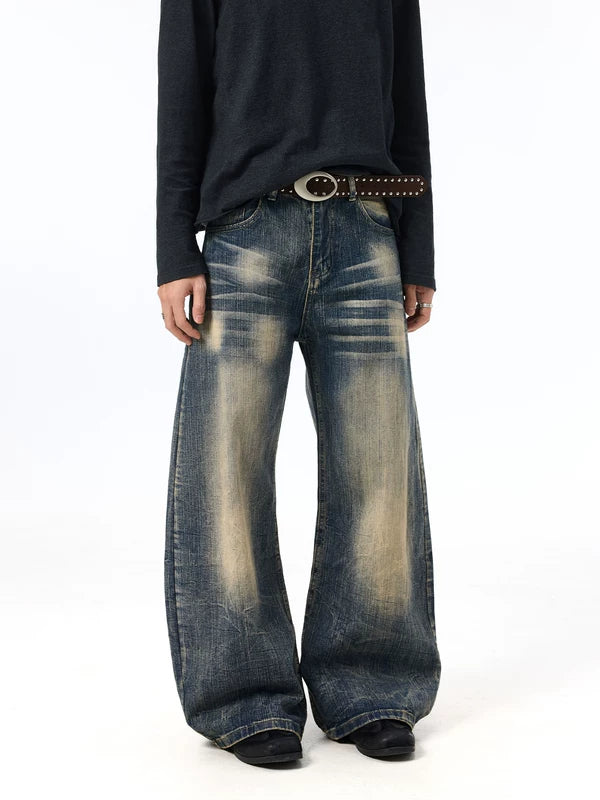 Retro Distressed Wide-Leg Jeans Pants 5