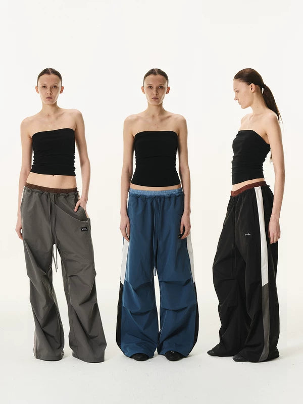 Retro Double-Waist Colorblock Cargo Track Pants 2