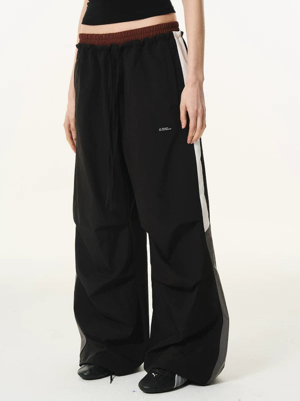 Retro Double-Waist Colorblock Cargo Track Pants 5