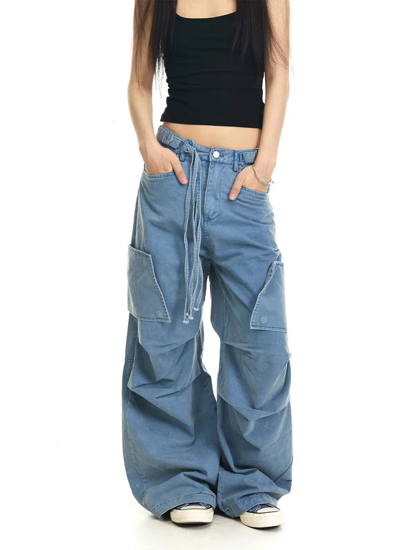 ,6262509826858,6262509826859,6262509826860,6262509826861,6262509826862, Retro Drawstring Cargo Pants with Pockets