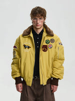 Retro Embroidered Badge Fur Collar Jacket 3