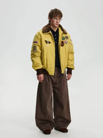 Retro Embroidered Badge Fur Collar Jacket 4