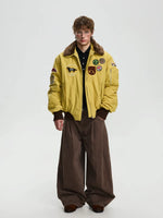Retro Embroidered Badge Fur Collar Jacket 5