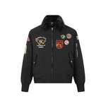 6145808451068,6145808451069,6145808451070, Retro Embroidered Badge Fur Collar Jacket