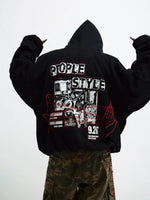 Retro Embroidered Cropped Hooded Sweatshirt 2