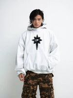 Retro Embroidered Cropped Hooded Sweatshirt 3