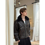 Retro Faux Fur Collar Aviator Jacket 3