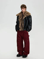 Retro Faux Fur Collar Leather Jacket 4