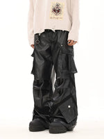 Retro Faux Leather Cargo Motorcycle Pants 1
