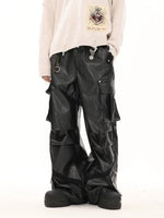 Retro Faux Leather Cargo Motorcycle Pants 2