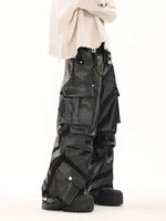 Retro Faux Leather Cargo Motorcycle Pants 3