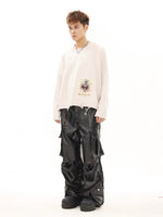 Retro Faux Leather Cargo Motorcycle Pants 4