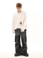 Retro Faux Leather Cargo Motorcycle Pants 5