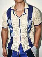 Retro Floral Embroidered Mesh Knit Shirt 3