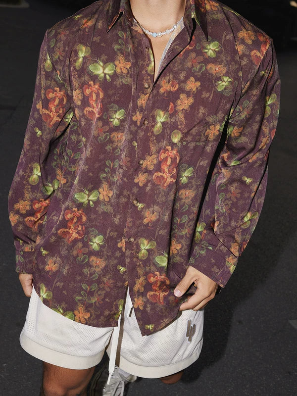 Retro Floral Print Long-Sleeve Shirt 3