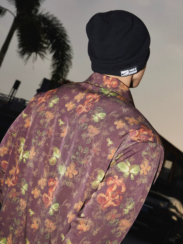 Retro Floral Print Long-Sleeve Shirt 4